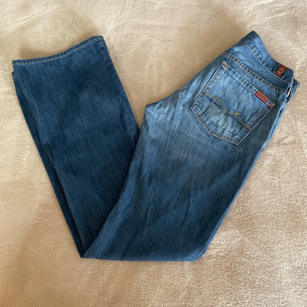 7 for All Mankind Blue Bootcut Lightwash Jeans - Size 28 - Picture 2 of 11